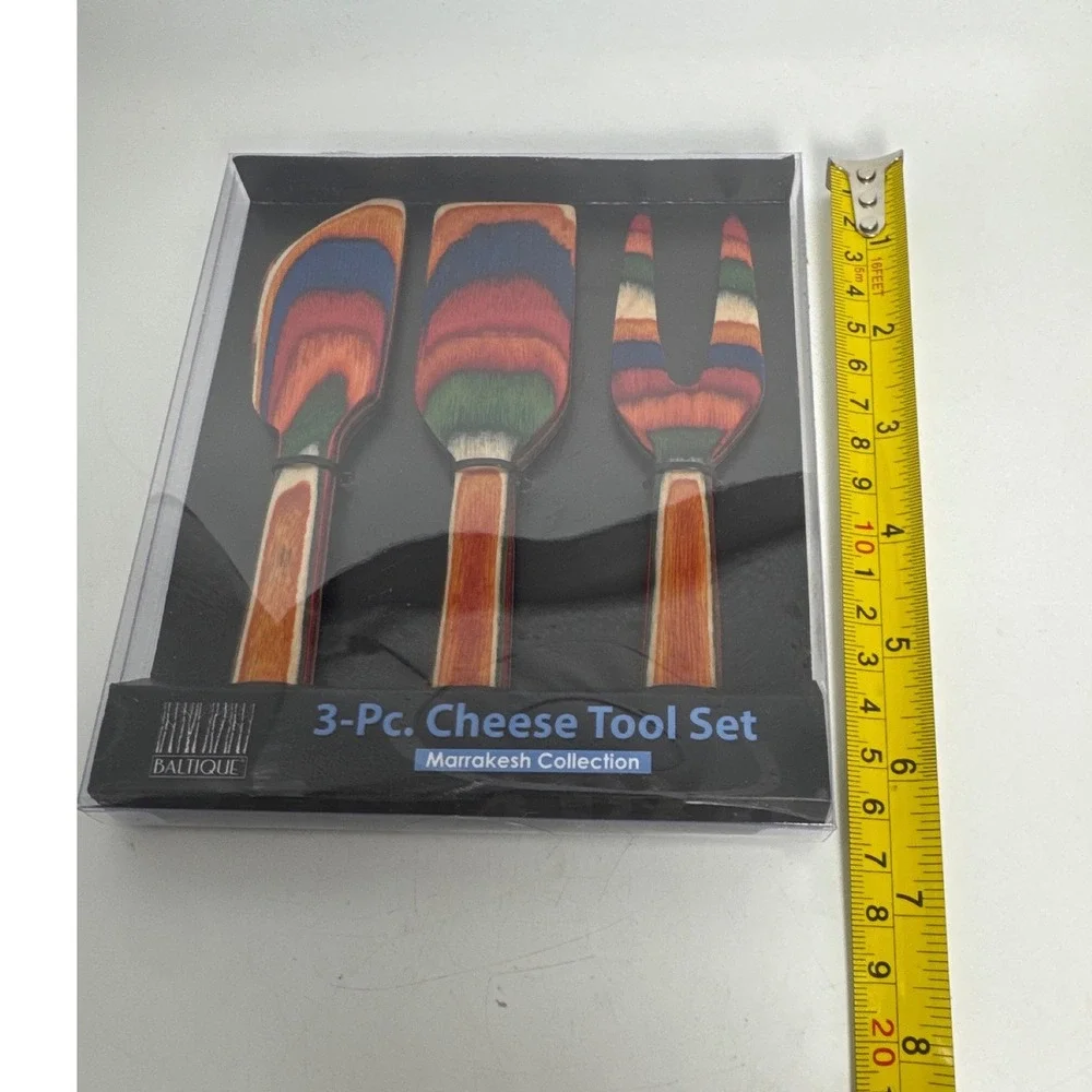 Baltique Marrakesh Collection 3-Pc Cheese Tool Set Colored‎ Birch Wood 20-9509
